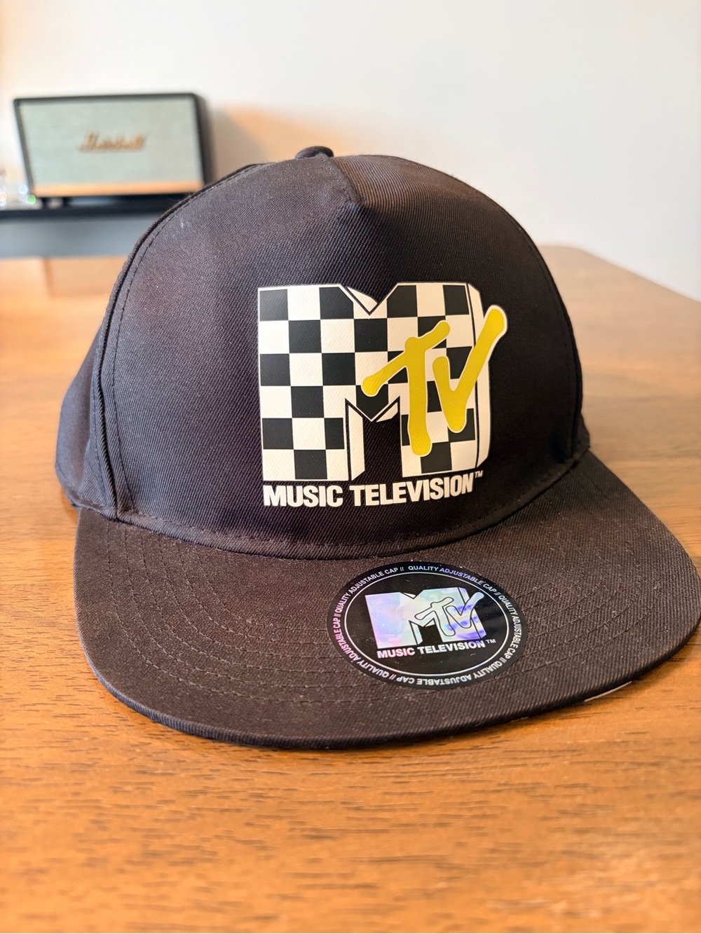 NWOT : MTV x H&M Checkerboard Flat Brim Snapback Cap - Youth / Teen